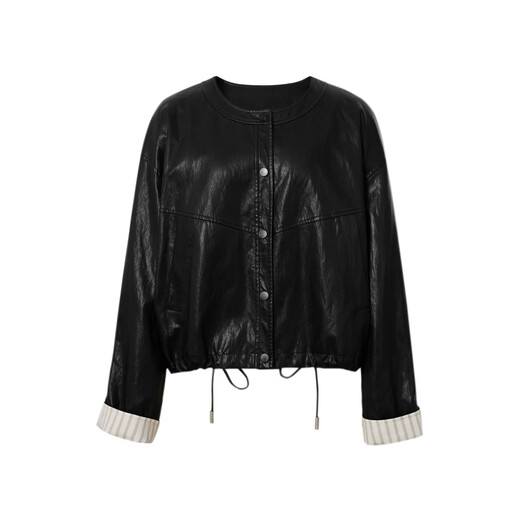 
Evely (eifini) Jiang Xin endorses contrasting color flip sleeve retro design hem drawstring casual jacket for women 2025 autumn new style black M 105-120Jin [Jin equals 0.5 kg]