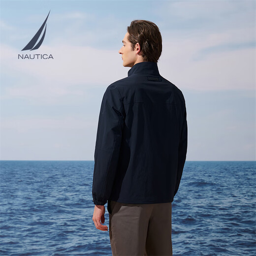 NAUTICA Men's 25 Autumn and Winter New Business Casual Mountaineering Wool Stand Collar Jacket Men JE5301 Navy Blue 4NV L