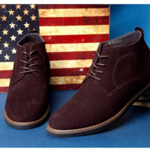 2025秋季新款马丁靴男士高帮反绒皮男鞋商务休闲皮靴大码男鞋 加绒9898棕色 39