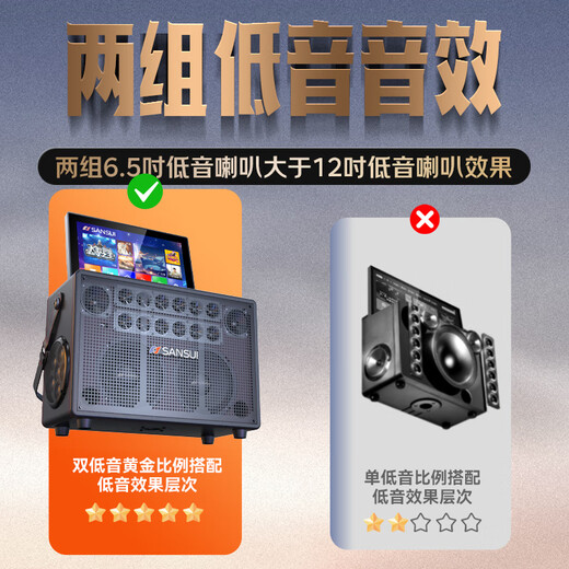 SANSUI Q60 video karaoke speaker three-year membership version home ktv audio set karaoke all-in-one machine outdoor singing audio mobile square dance high-power musical instrument speaker