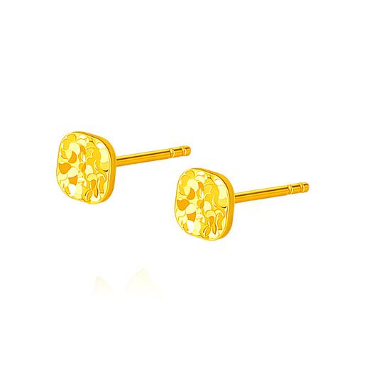 Chinese jewelry crushed ice sugar cube gold earrings 999 pure gold earrings as a birthday gift for my girlfriend