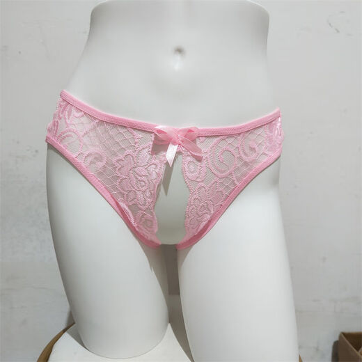 New men's lace sexy underwear thong for couples, open crotch, no need to take off, straight insertion, temptation thong, sexy open crotch, black T pants, 1 pair 2XL 130-140Jin Jin equals 0.5 kg