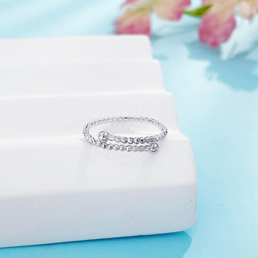 Laofu gold platinum solid solid mouth flashing laser bead ring (inside mother and lover's birthday Mid-Autumn Festival gift flashing laser bead ring (about 1.42g)