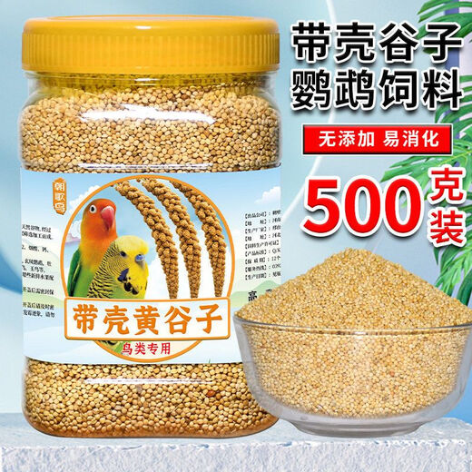 Bird food eaten by budgerigars: Black Phoenix Munnia shelled millet red millet bird feed yellow millet mixed shelled yellow grain rich in protein fiber healthy meat growth 550g yellow millet parrot food