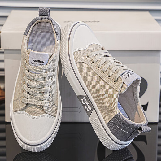 Pastoral Europeo 2025 zapatos para hombres nuevos zapatos de lona casual de moda zapatos de mesa transpirable para hombres versátil suave k22 beige 41