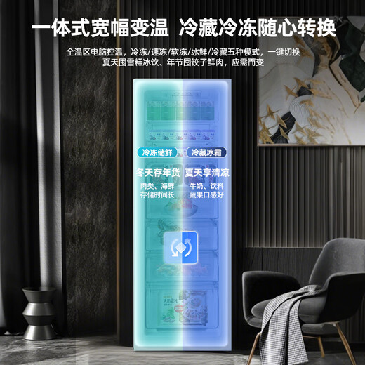 Xiling vertical freezer small freezer first-class energy efficiency air-cooled frost-free small refrigerator household side-opening fully refrigerated freezing conversion drawer-type small refrigerated freezer mother and baby 120 liters vertical freezer air-cooled frost-free first-class energy-saving -24 degrees cryogenic quick freezing
