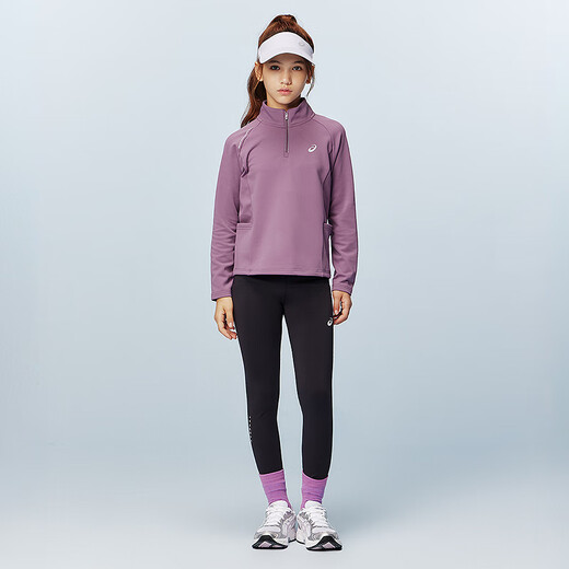 ASICS children's clothing winter children's color-blocked half-zip quick-drying long-sleeved moisture-wicking and warm 6001 deep purple 170