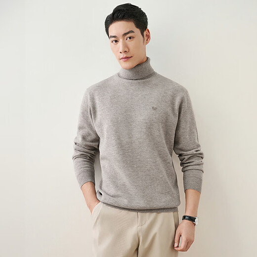 Hengyuanxiang turtleneck thickened wool sweater for middle-aged men with two lapels pure wool casual men's sweater warm solid color sweater for men black L/175/92A