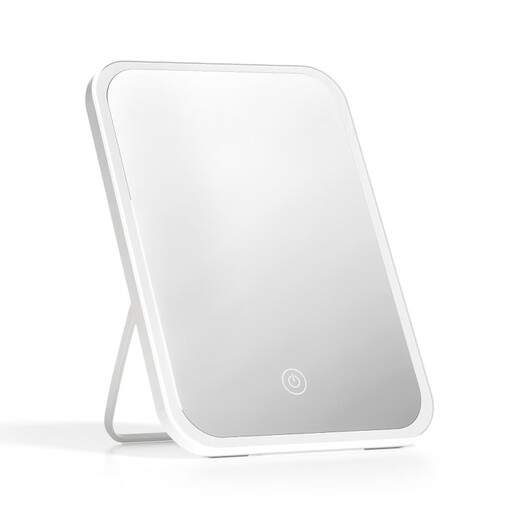 LED makeup mirror with light fill-in female folding Internet celebrity student ins style small mirror dormitory desktop portable makeup mirror square 10.8-inch beauty mirror white + smart touch + three-tone lighting