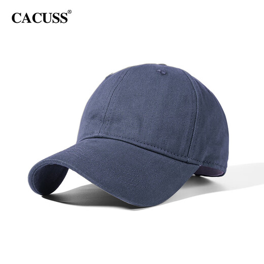CACUSS Baseball Hat Women Summer Fashion Pure Cotton Hole Casual All-match Peaked Cap Trendy Men Outdoor Couple Navy-BQ6R005L001_ Solid Color Soft Top S(54-56cm)