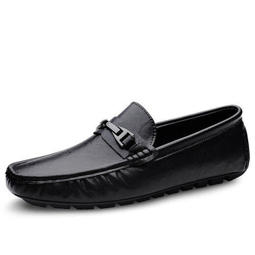 Chaussures masculines Spring Nouvelle chaussures en cuir de grande taille masculin en cuir véritable chaussures décontractées respirantes softs soft cuir haring chaussures middle dad's chaussures noir 9921 38 (240 mm)