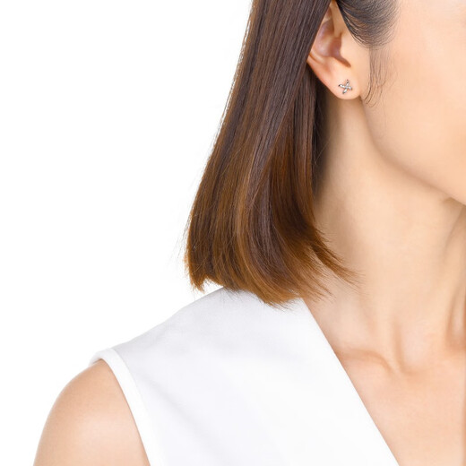 Chow Sang Sang Pt950 platinum earrings white gold earrings 33199E priced at 1.62 grams (including labor cost 170 yuan)