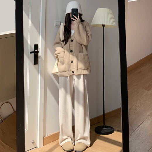 Langsha glutinous rice pants for women, spring and autumn 2025 new style, loose, straight, slim and drapey, high-waisted casual wide-leg pants