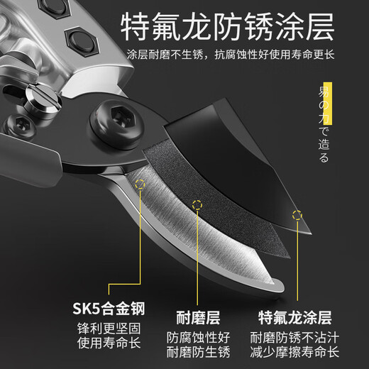 Li Shen Japanese Seiko sk5 special scissors for cutting branches, pruning shears, garden fruit trees, household thick branch gardening pruning scissors, Japanese sk5 steel + large folding saw