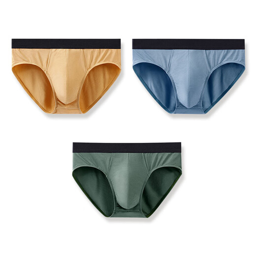 Jianjiang's carefully selected gift box contains 60 modal men's briefs, comfortable mid-rise seamless thong men's underwear, niobium yellow + zirconium blue + manganese green L (suitable for 100-120 Jin Jin equals 0.5 kg)
