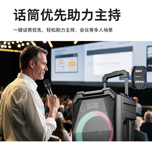 Philips (PHILIPS) SD617 8-inch square dance audio outdoor stage high-power mobile portable trolley speaker wireless Bluetooth high-volume karaoke amplification with dual microphones