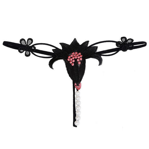 Underwear Feminine Thong Large Size One Rope Embroidered Pearl T-Pants Low Waist Seamless Hollow Girls Underwear Main Image Wine Red M