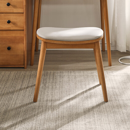 JIAYI solid wood dressing stool makeup stool makeup chair stool dressing table sitting stool makeup stool bench square stool cherry wood legs + gray seat surface