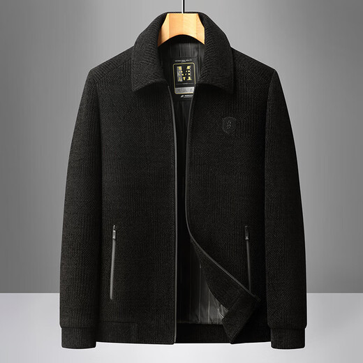 Dad's autumn jacket, middle-aged and elderly casual jacket, elderly loose chenille grandpa top, spring, autumn and winter men's clothing, brown 2XL 180 yards 120-140Jin Jin is equal to 0.5 kg