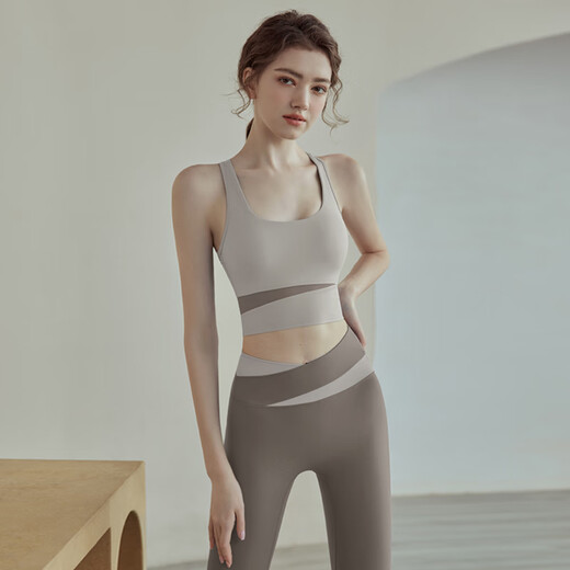 Nanmu Xiong sports bra women's bra shockproof anti-sagging yoga fitness vest yoga running jump rope underwear Pilates fixed cup M size 85-110Jin Jin equals 0.5 kg