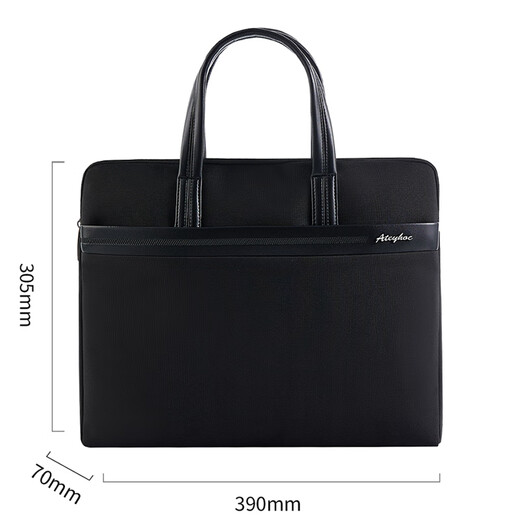 Onte Thickened Business Bag Briefcase Large Capacity 15.6 Inch Computer Bag Briefcase Handheld Men's Firm File Bag Custom Briefcase 841 Black File 1 [Previous Zipper Bag Thickened Wear-resistant Water Splashing resistant]