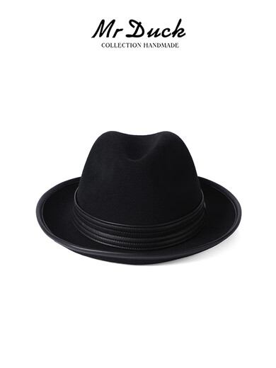 Mr DUCKMr DUCK25 Winter Australian Superfine Wool Top Hat Men's Foldable British Jazz Hat Sheepskin Hatband Meteorite Black 100 Wool XL Suitable for Head Sizes Over 60, Head Size Shot