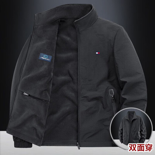 TOMMYBULL American Tommy Tommy Stand Collar Work Jacket Men's Autumn and Winter New Fashion Versatile Thickened Warm Jacket 2502-Dark Gray (Thin) XL 130-145Jin Jin is equal to 0.5 kg