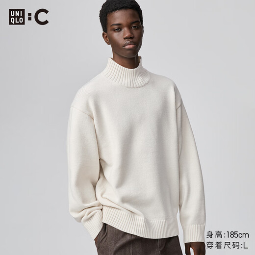 Uniqlo men's clothing/men and women's turtleneck sweater/long-sleeved sweater sweater 479733 01 creamy white M /170/92A