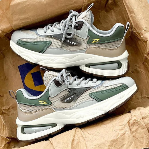 Qingdao Fukelai Herren Sportschuhe Beliebte Forrest Gump Herrenschuhe im Sommer atmungsaktiven Teenager Mesh Sport und Freizeit Rennen CF9925 Beige 39