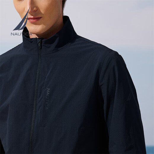 NAUTICA Men's 25 Autumn and Winter New Business Casual Mountaineering Wool Stand Collar Jacket Men JE5301 Navy Blue 4NV L