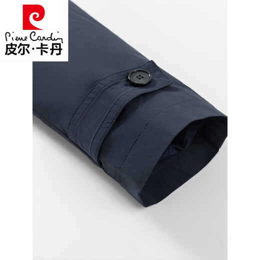 皮尔卡丹（pierre cardin）高档风衣外套男中长款春秋季高级感翻领高端大衣轻奢男装商务休闲 蓝色 M 170【建议100-120斤】