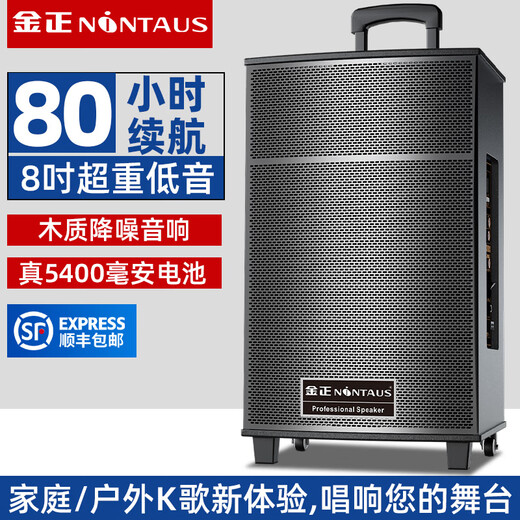 NINTAUS Square Dance Audio High Volume Subwoofer Mobile Outdoor Karaoke Bluetooth Trolley Microphone Speaker Amplifier Wireless Microphone Stall Speaker Professional Edition Large 8-inch Speaker + No Microphone Version