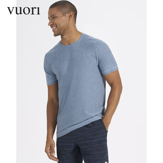 VUORI Strato Men's Fitness Training Short-Sleeved T-Shirt Sports and Leisure V126 Blue/Cloud Heather L 180