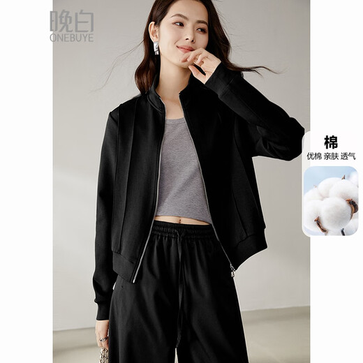 Late White New Product 2025 Autumn Style This Year's Popular Style Turtleneck Top Versatile Fashion Jacket Quality Jacket Women Black L