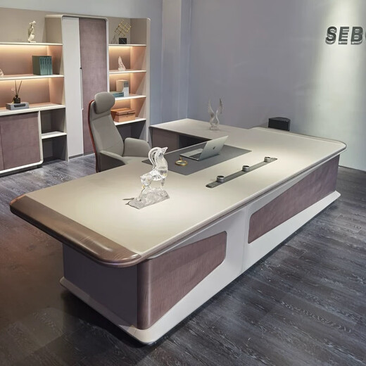 Chairman's desk and chair combination executive desk high-end CEO boss light luxury painted atmosphere general manager desk 2.8 meters left side cabinet