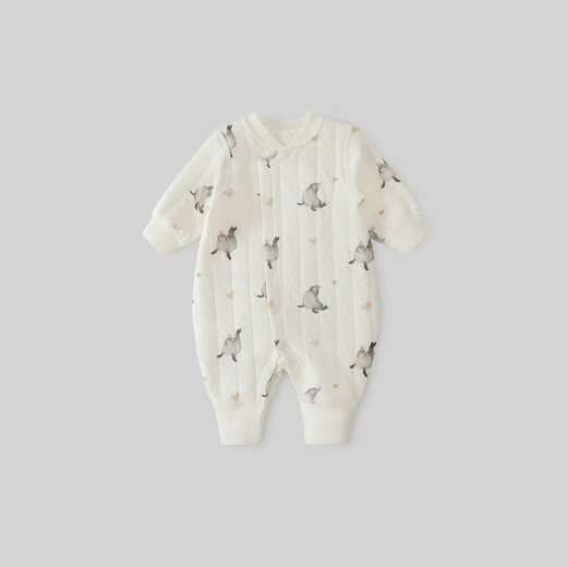 Bali Piggy Baby Clothes Autumn and Winter Harness Newborn Silk Thickened Warm Autumn Small Month-old Climbing Clothing Baby Jumpsuit Cute Leopard Strike 73cm