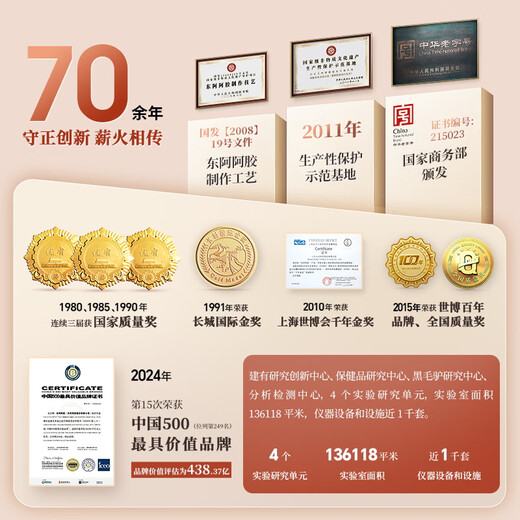 Sugar-free and easy to absorb. Dong'e donkey-hide gelatin and donkey-hide gelatin blood-enhancing granules 4g*30 bags. Donkey-hide gelatin blood-enhancing granules nourish qi and blood. Used for qi deficiency and blood deficiency and long-term illness.