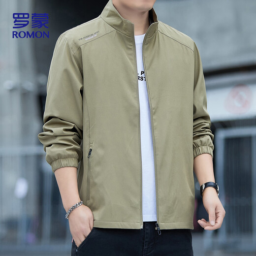 Lomon jacket men's autumn versatile and comfortable business casual stand collar executive cadre top jacket men 2366 Khaki XL