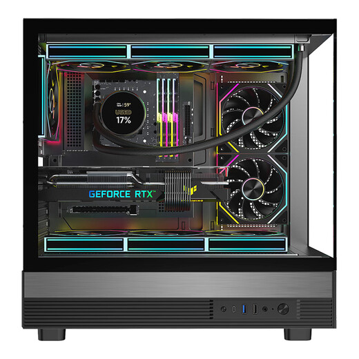 先马（SAMA）惊鸿屏显版 黑色ATX海景房游戏电脑台式机箱 硬件状态显示/270°全景/支持360水冷/9风扇位/Type-C