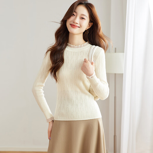 Shexi (Srcr) 39-count all-wool jacquard 100% cardigan sweater for women with base layer autumn and winter slim knitted sweater