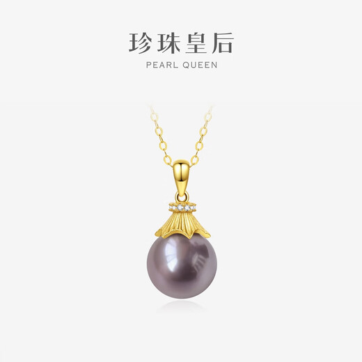 Pearl Queen Purple Freshwater Pearl Pendant S925 Silver Necklace Retro Model Nearly Perfect Round 10.5-11mm