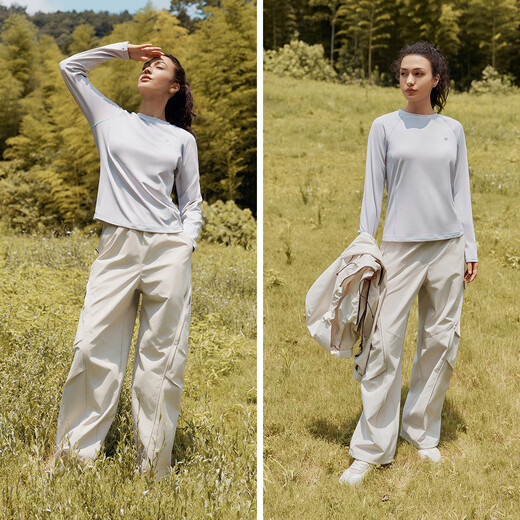 Semir long-sleeved T-shirt women's moisture-absorbent and quick-drying split outdoor winter 2025 raglan sleeve fleece top 109725101012