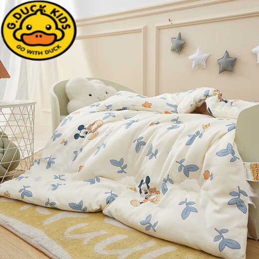 G.duck baby pure cotton quilt summer newborn child baby spring and autumn thickened cover kindergarten air-conditioned quilt universal Xiaoqi doll 100*120cm1.6Jin Jin equals 0.5kg 0-3 years old (summer quilt)