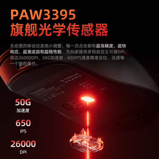 Titanium [Delta Action] TSG809 Tausend Maschinenrevella Drei-Mode-Wireless E-Sports Gaming Maus 3311 Chip Wired Bluetooth 2,4g Ladebüro Elektrische Stromversorgung mit Onboard 13800DPI TSG809 Flaggschiff-Chip 3395 Gradientenfarbe Gradientenfarbe