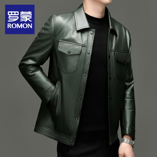 ROMON Haining мужская куртка из воловьей кожи первого слоя, осенне-зимняя повседневная утолщенная куртка с лацканами 90, белый гусиный пуховик для мужчин, коричневый 90, наполнитель из белого гусиного пуха, 3XL (54) 145-160Цзиньцзинь равен 0,5 кг