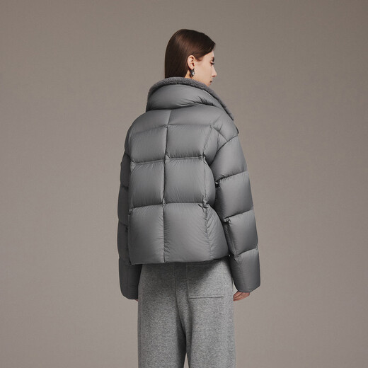 Tambor Down Jacket Women's Winter New Fashion Fur Collar Warm Short Jacket TB5520352Z Luxury Gray S (160)