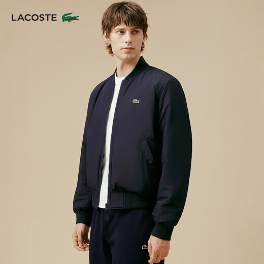 LACOSTE French crocodile men's fashionable lightweight outdoor double-sided short cotton jacket | BH5953 MI7/Navy Blue/Green M 175 50