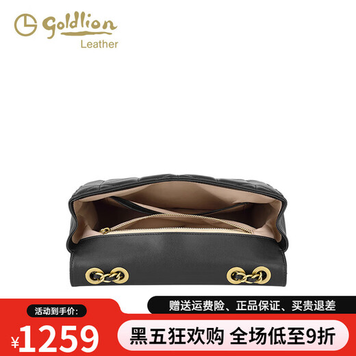 金利来（Goldlion）2025新款秋冬小方包链条洋气单肩手提包百搭时尚斜挎包牛皮 黑色