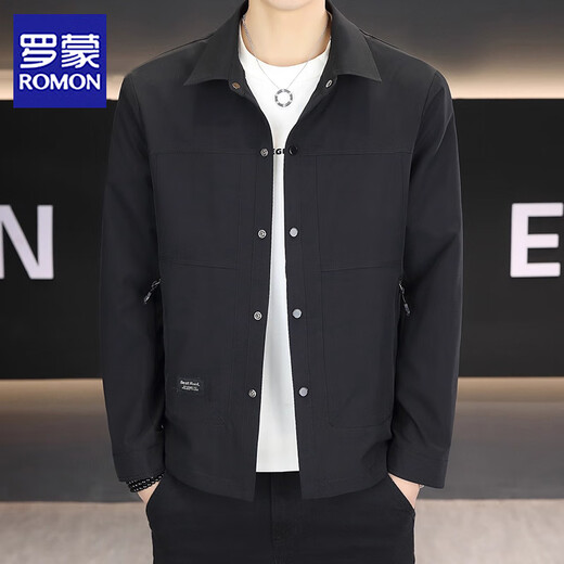 Romon Lapel Men's Jacket Spring and Autumn Coat 2025 New Autumn Clothes Versatile Casual High-end Jacket Men's Top 178 Army Green XL (180) Recommended 140-155 Jin Jin equals 0.5 kg