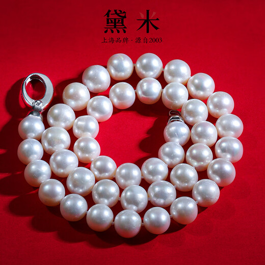 Demi 9.3-10.3mm round beads selected white bright S925 silver seedless freshwater pearl necklace gift for wife and mother